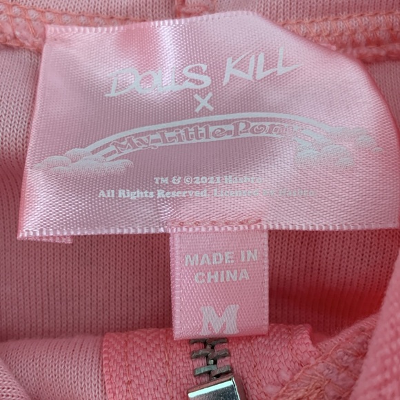 DOLLS KILL ‘MY LITTLE PONY’ PINK CROPPED ZIP UP HOODIE•JR’s Medium - Picture 6 of 12